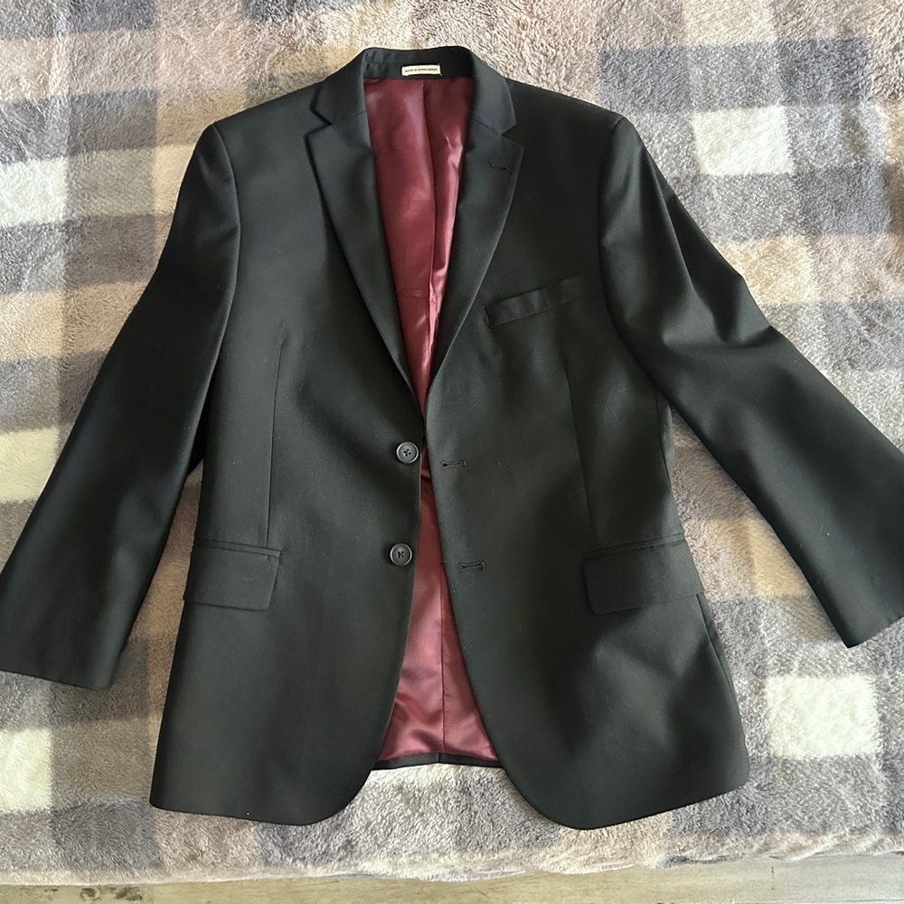 Kids Black Sport Coat with Tailored Fit and Notched Lapels